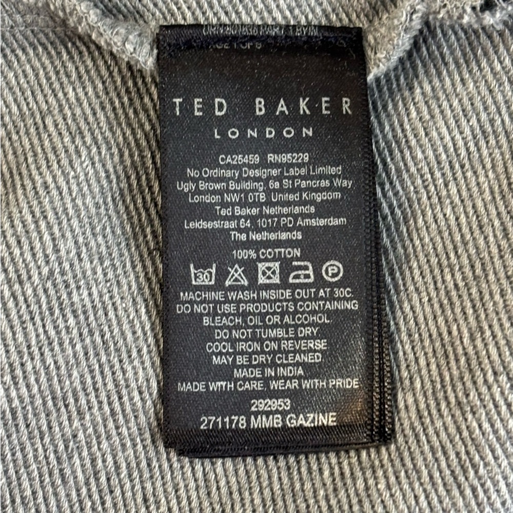 Ted Baker London Sz 5 US XL Long Sleeve Textured Panel Half Zip Grey Sweater - Picture 11 of 15